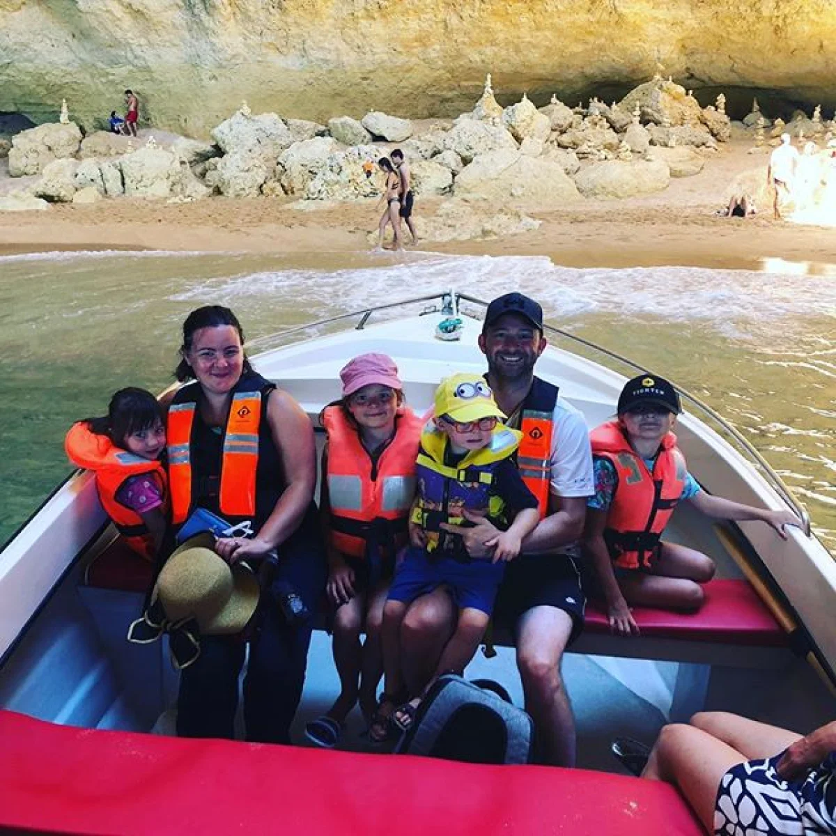 Our crew on a boat in Portugal